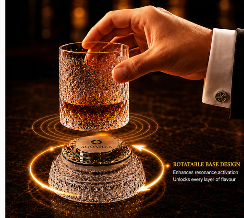 AquaHex Whisky Decanting / Maturation Glass - Rotation demo